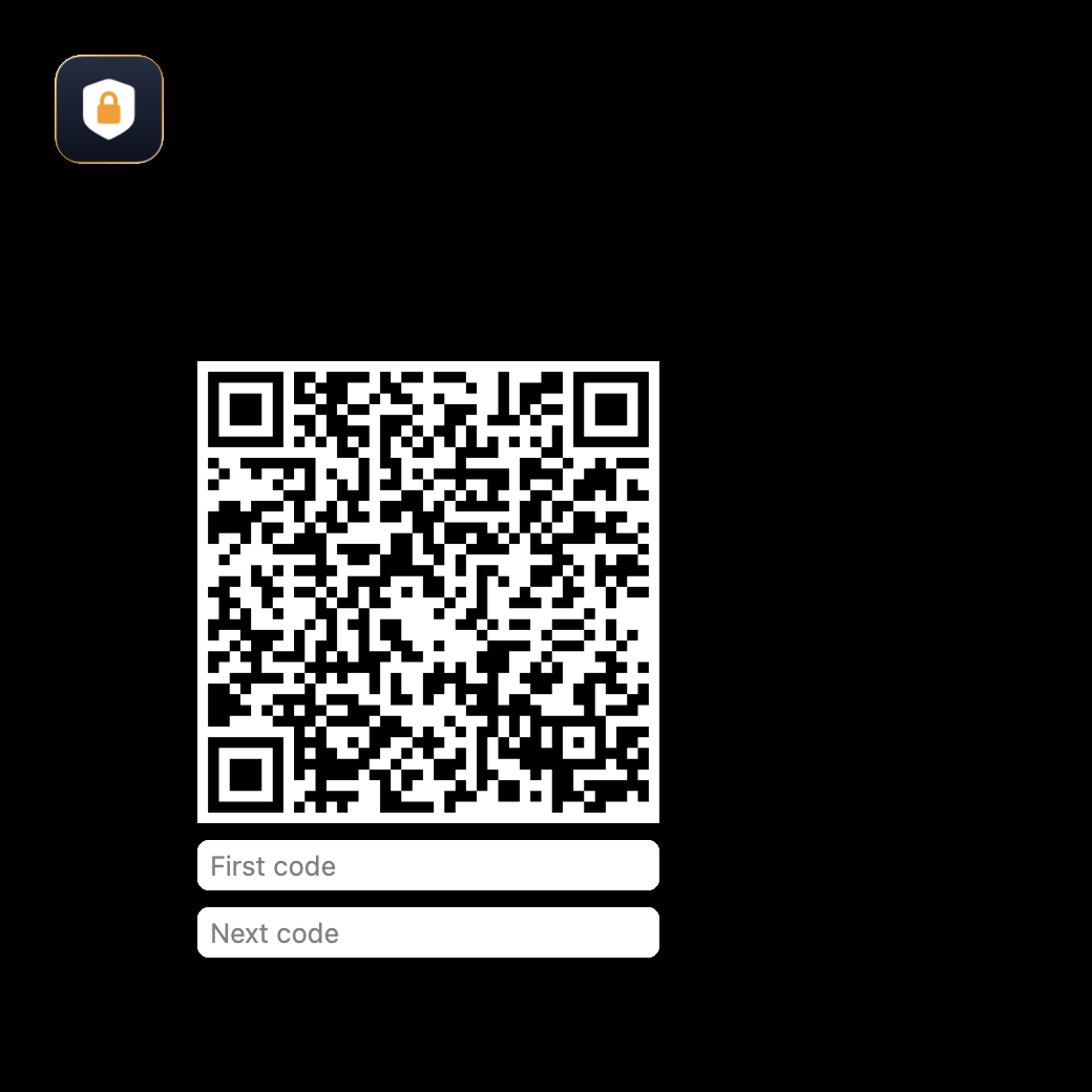 The Add phone dialog: scan this with your authenticator app, a secret to type in by hand, a QR code, and First code and Next code fields with Cancel and Enable.